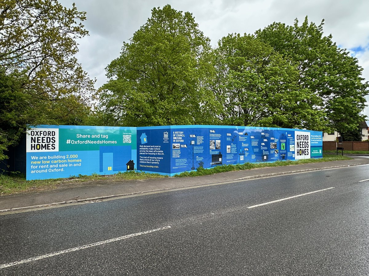 Our housing company @ox_place will build 61 council and shared ownership homes at Northfield Hostel. It’s the first site for our #OxfordNeedsHomes hoarding telling the story of council housing in Oxford. If you’re in the area, why not drop by for a look? @HomesEngland