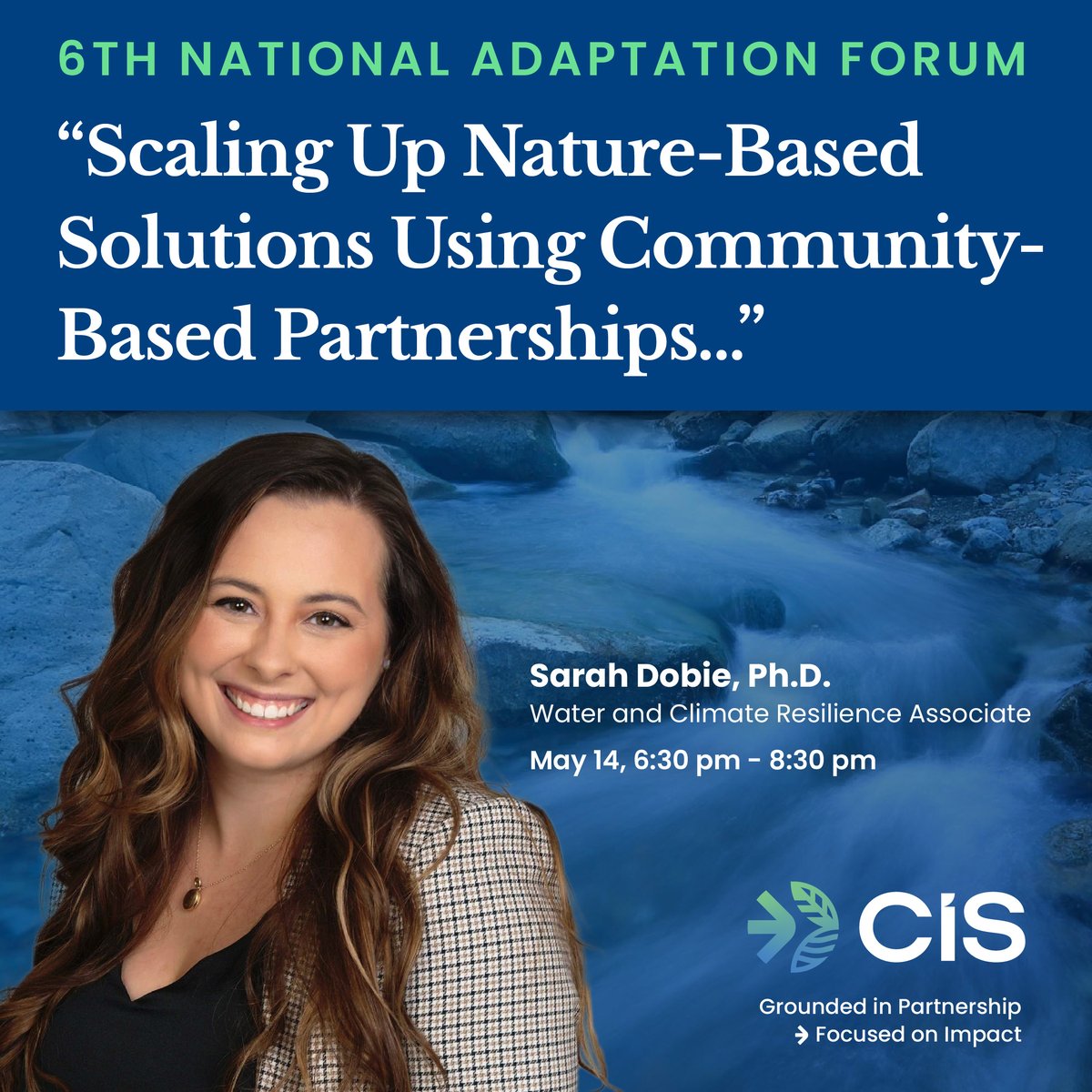 On May 14, 2024, at the 6th @AdaptationForum in Saint Paul (#Minnesota), Team @Naturebased_CIS's  Sarah Dobie, Ph.D. will be presenting “Scaling Up Nature-Based Solutions Using Community-Based Partnerships: A Case Study of the Greater Milwaukee Area' co-authored with Sri…