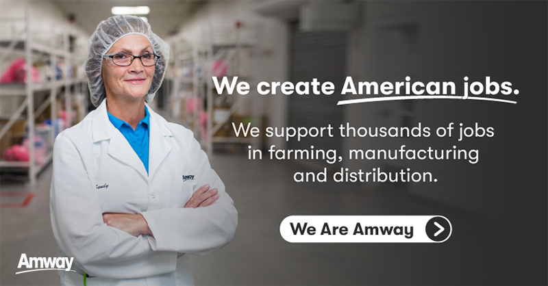 AmwayUS's tweet photo. We are Amway. A U.S. company with a deep commitment to investing in U.S. manufacturing to support our consumers and thousands of jobs in farming, manufacturing and distribution across the country.