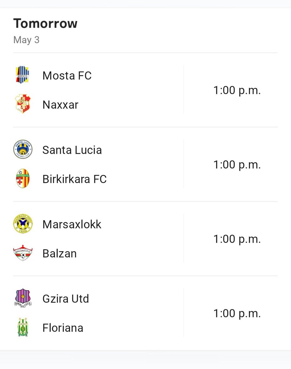 Tomorrow, Gzira's fate will be decided. If Gzira loses and Santa Lucia and Mosta both win their matches, Gzira is relegated