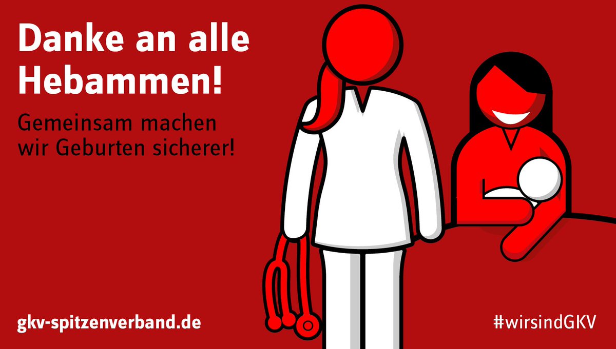 Am Internationalen #Hebammentag sagen auch wir: Danke an über 18.500 #Hebammen, die sich deutschlandweit um (schwangere) Frauen und ihre Babys kümmern! #wirsindGKV gkv-spitzenverband.de/service/hebamm…