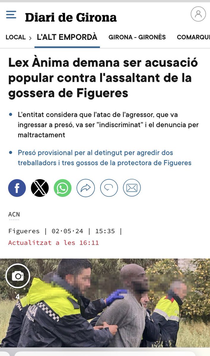 ⚖️ Avui hem presentat al jutjat de Figueres denúncia contra l’assaltant de la gossera pels delictes de maltractament animal ‼️

👩‍🎓 Demanem exercir l’acusació popular contra l’individu que va agredir diversos gossos i dos treballadors ⛔️

🗞️ <a href="/DiarideGirona/">Diari de Girona</a> 
diaridegirona.cat/alt-emporda/20…