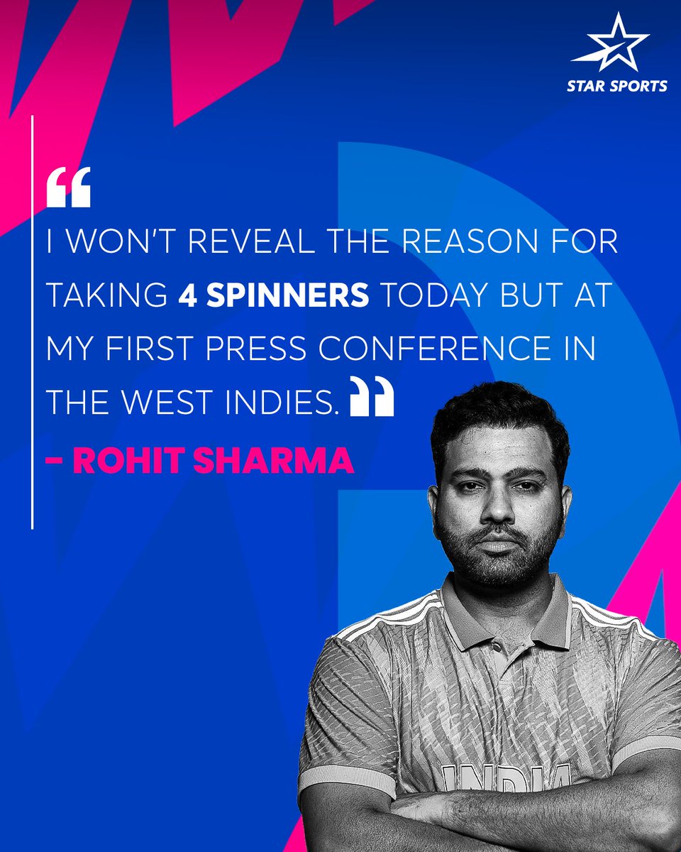 Rohit Sharma being @ImRo45 😎

🎯 The Hitman has his plans clear! What do you think is the reason behind taking 4 spinners? 🤔

#T20WorldCup2024 #T20WorldCup