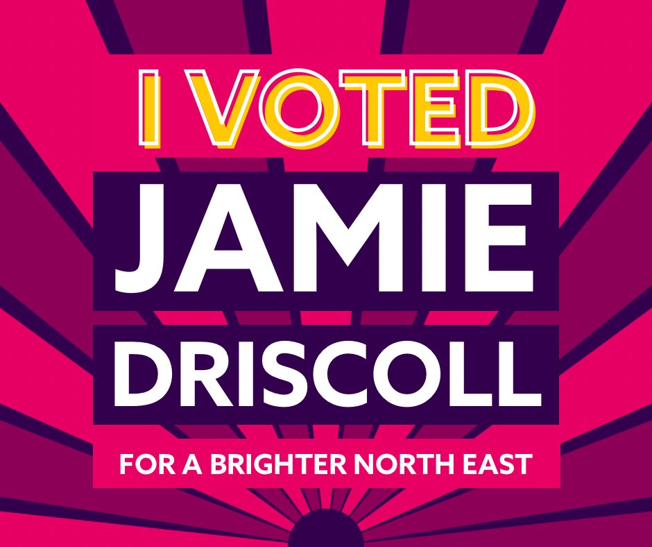 Loads of people have asked for a graphic to show they’ve voted. 🗳️ My super talented team have obliged - so here it is! Share it far and wide. Remind your friends - 7 hours left to vote. Let’s bring it home, for a brighter North East! #DontForgetToVote #MayoralElection2024…