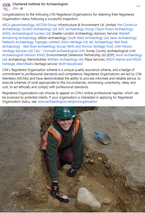 Mark Collard, Director: The scheme is the recognised benchmark of quality in the archaeology sector and we are extremely pleased to maintain our status within it. It is great to see the hard work and commitment of our teams in the UK and Ireland recognised by fellow professionals