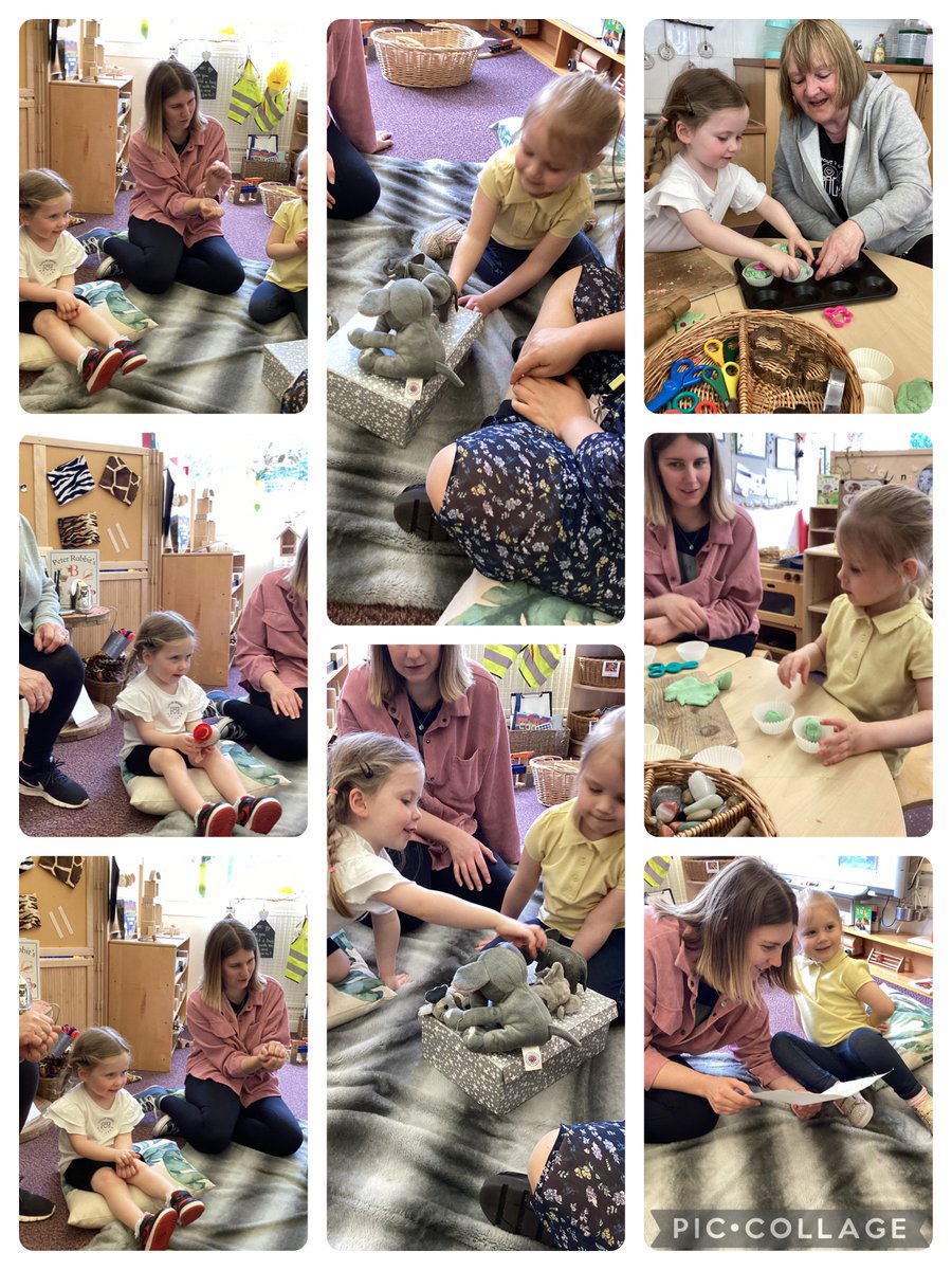 🌞🐻#PEEP The families had a fantastic peep session today. The focus was on how sharing songs and rhymes help young children with maths development. The activities they enjoyed were songs, rhymes, making dough cakes and water play. Both children loved the big mummy duck.