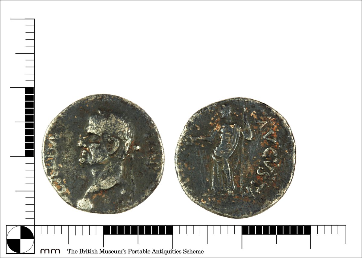 I am a day early for #FindsFriday but I couldn't resist! One of my volunteers just recorded this lovely silver denarius of Galba, dating to AD 68 - 69. A lovely example with Livia on the reverse #RomanCoin finds.org.uk/database/artef…