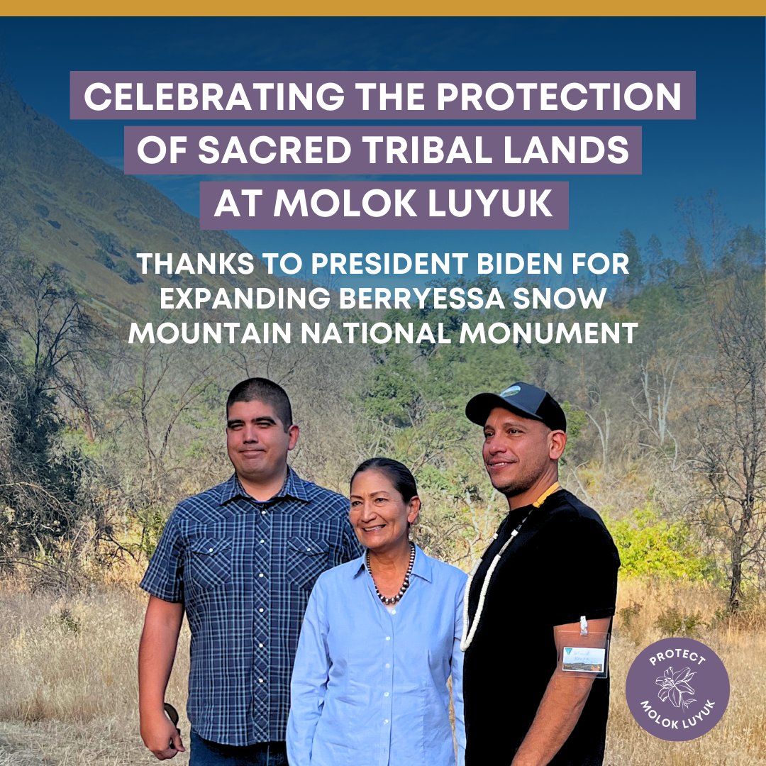 📢 BREAKING NEWS! @POTUS expanded Berryessa Snow Mountain National Monument in CA to permanently protect #MolokLuyuk. Join us in thanking President Biden for protecting #MolokLuyuk and safeguarding this culturally significant and biodiverse landscape: ow.ly/z7Ve50Ru3Ar