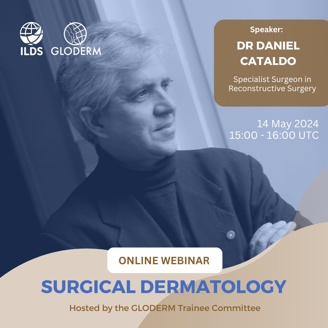 Join us on Tuesday 14 May from 3 - 4PM UTC for our upcoming GLODERM Educational Webinar in the series. We're thrilled to have Dr Daniel Cataldo as our expert speaker. He will delve into the topic of 'Surgical Dermatology,' sharing invaluable insights. bit.ly/gloderm-webina…