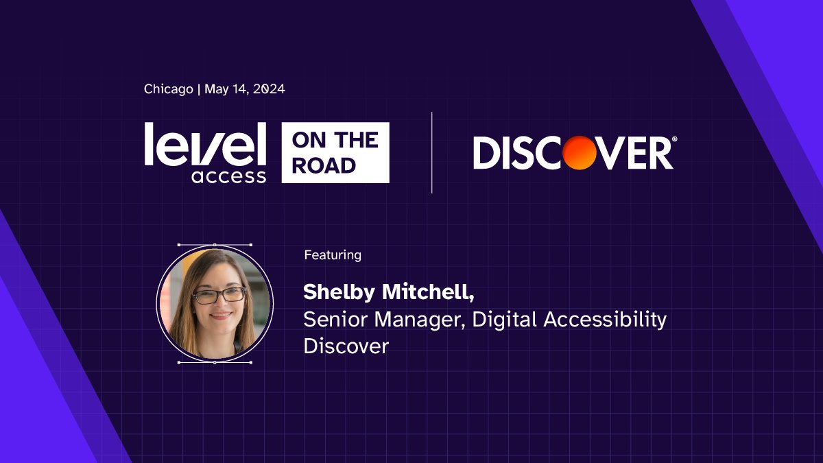 We’re thrilled to announce that Shelby Mitchell, Senior Manager, Digital Accessibility at @Discover, will be the keynote speaker at #LevelOnTheRoad in Chicago on May 14! Still haven’t saved your spot? Register now: hubs.la/Q02vSZvZ0
