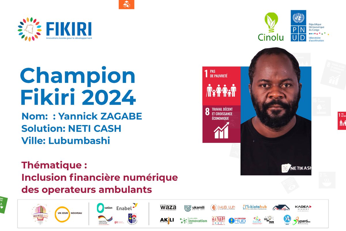 🔍 Découvrez #NetiCash by Yannick Zagabe, l'une des 8 meilleures solutions innovantes primées aux Fikiri Awards dans la catégorie Inclusion financière ! 💡🏆 #ODD1 #ODD8
En savoir plus : lnkd.in/d-PG8Gu5

******************
#Fikiri #undpacclab #cinolu #innovation