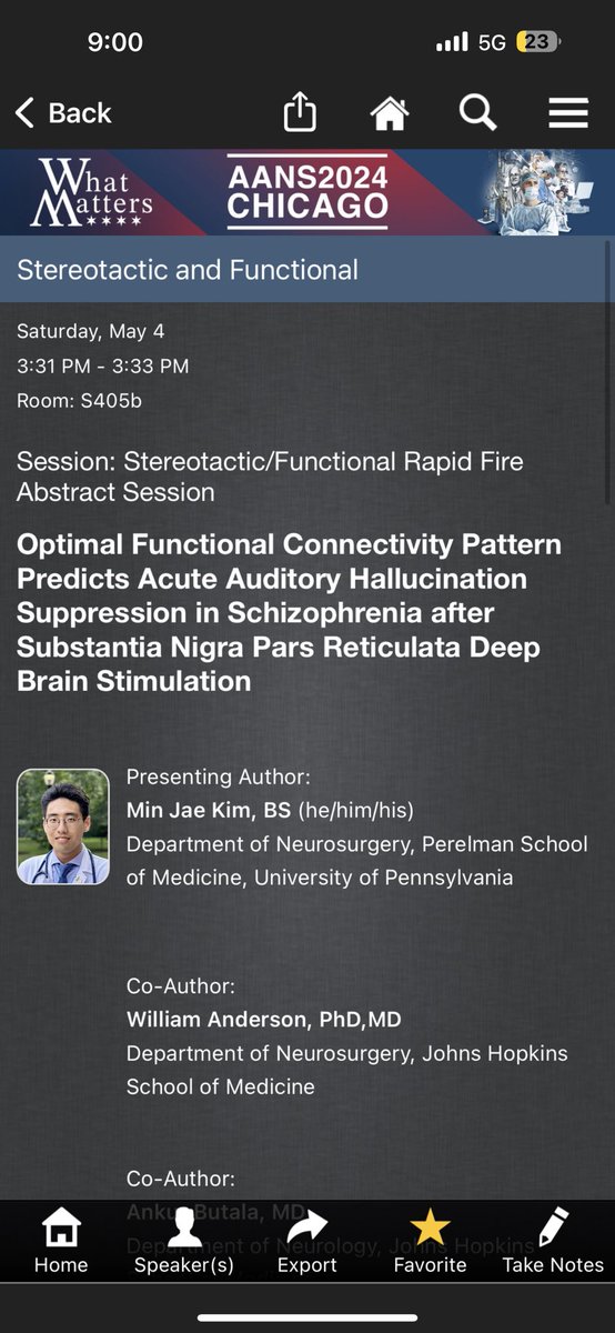 If you are attending #AANS2024 and interested in knowing about targeting brain circuitry for suppressing hallucination in schizophrenia with DBS, please stop by this Saturday! Looking forward to an engaging discussion @AANSNeuro @PennNSG @HopkinsNsurg