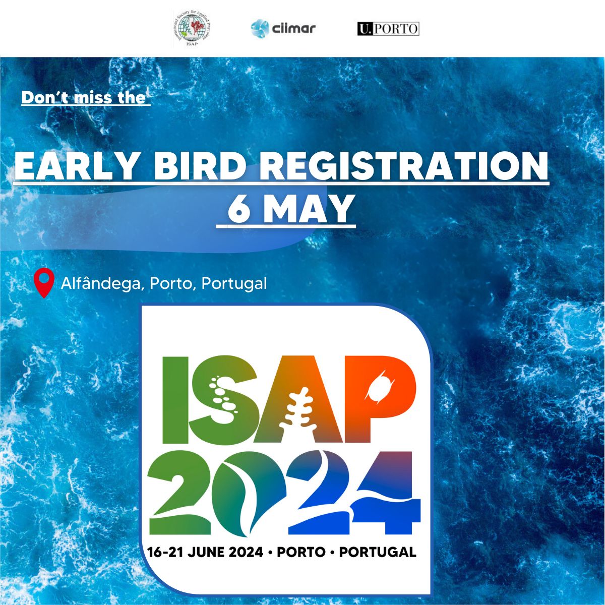 🐦Last days to take advantage of the Early Bird offer! Secure your spot before 𝗠𝗮𝘆 𝟲𝘁𝗵! Join us for #ISAP2024 and immerse yourself in the latest trends, innovations, and research shaping the future of #Phycology! 👉Register now: isap2024.com #CIIMARevents