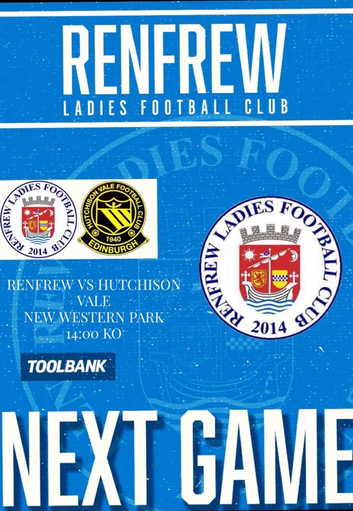 Final home game of the season 💙 This Sunday was take on @HutchieValeWFC in our final home game of the season. Get along and support the team 🔵⚪️ 🆚 - @HutchieValeWFC 🏆 - @SWFChampionship 📆 - May 5th 14:00pm KO 🏟️ - New Western Park, Renfrew 🎫 - £5 Entry/U16s Free
