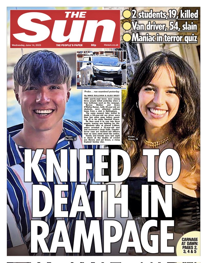 The Sun newspaper has been criticised for referring to Daniel Anjorin, 14 y/o schoolboy who was fatally stabbed in London, as 'sword lad', in a tiny slot on its front page. Sun's coverage of similar, recent incident involving white victims was different. #HainaultAttack