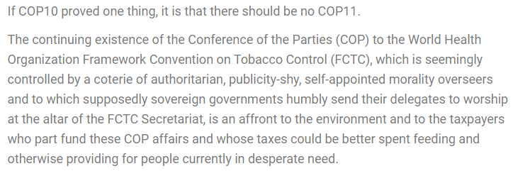 'If #COP10 proved one thing, it is that there should be no #COP11.'
Doubling Down on Failure
George Gay
tobaccoreporter.com/2024/05/01/dou…