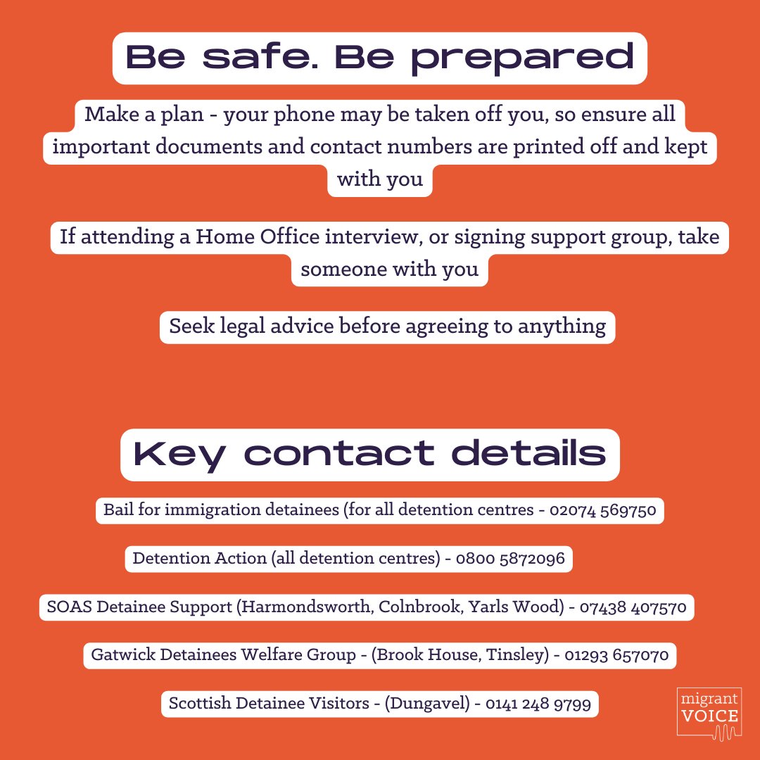 People are scared right now. People are feeling like they don't know where to turn. There is an atmosphere of hostility against migrants at the moment, and we stand in solidarity with migrants. For those of tou concerned about detention and removal, please see this advice👇
