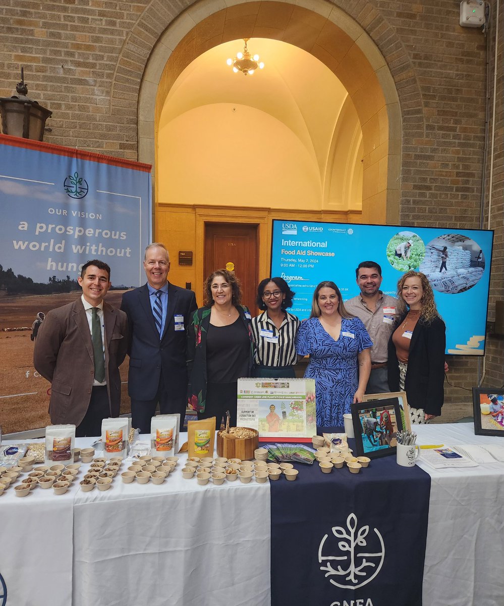 At today's @USDA’s International Food Aid Showcase, the CNFA team met with other industry stakeholders and international development implementers to discuss the importance of U.S.-grown commodities to international food aid efforts. @USDAForeignAg
