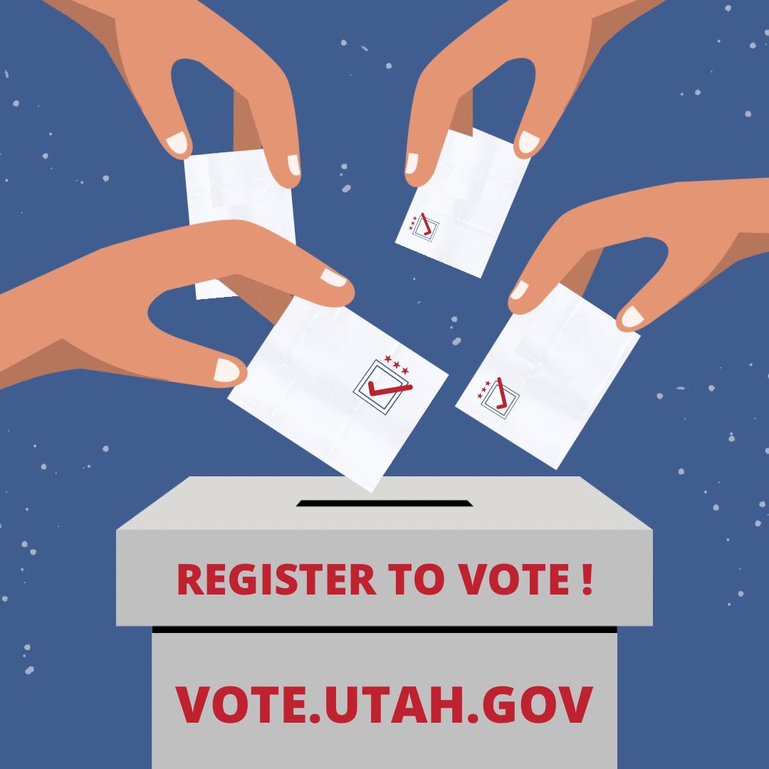 Do you live in Utah? Are you 18 or older? Interested in using your voice to make your self heard? Register to vote today at vote.utah.gov. You can also update your mailing address if needed.