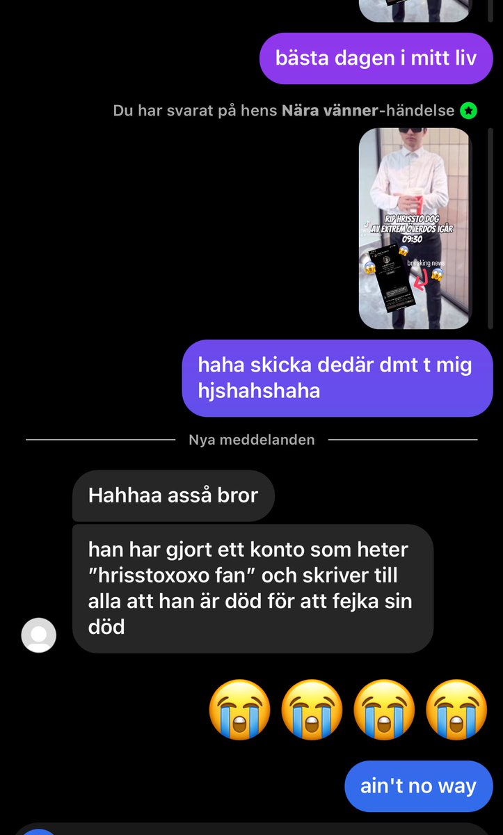 ain't no way hrissto fakear sin död😭 blev glad för en sekund hela dagen är förstörd