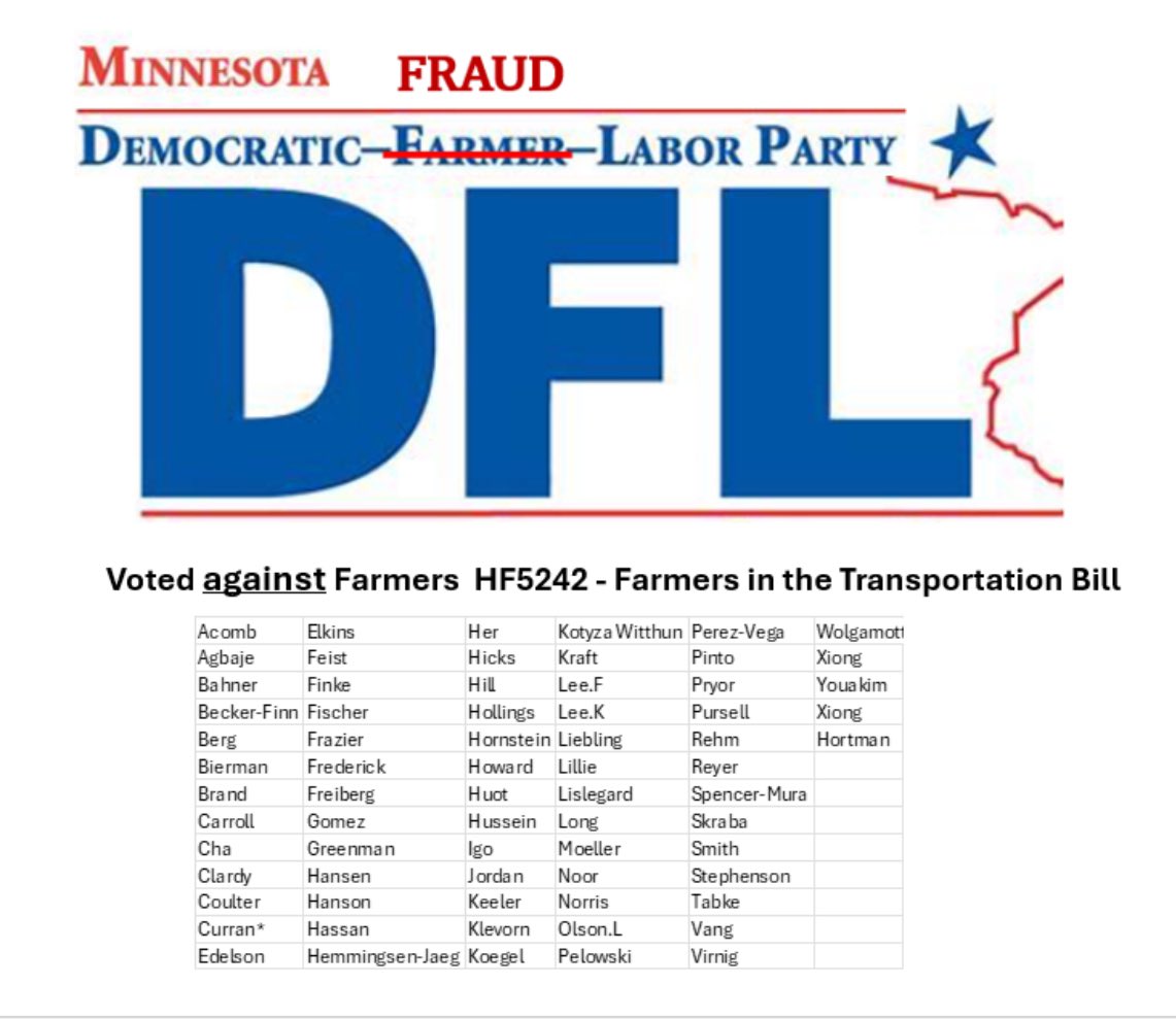 Minnesota DFL Dumped Farmers @HudellaDTBL #dumpthedfltrifecta #dumpthemndfltrifecta youtu.be/pxs6ldPmR1M?si…