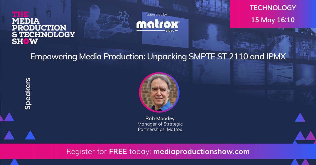 Broadcast production 🤝 ProAV 

Join one of our resident #IPMX buffs, Rob Moodey as he unpacks SMPTE ST 2110 and its extension for the proAV world at @mediaprodshow.

#MPTS2024