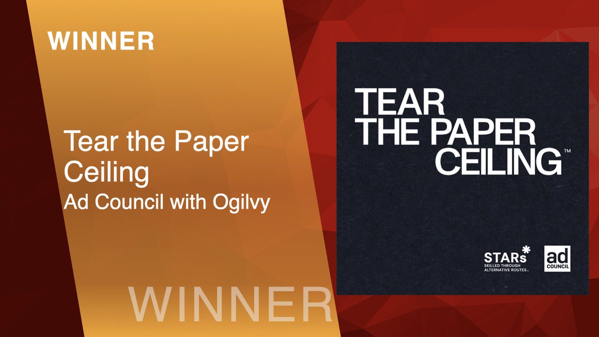 #SABREAwardsNA Winner: BUSINESS-TO-BUSINESS MARKETING: Tear the Paper Ceiling - Ad Council with @Ogilvy