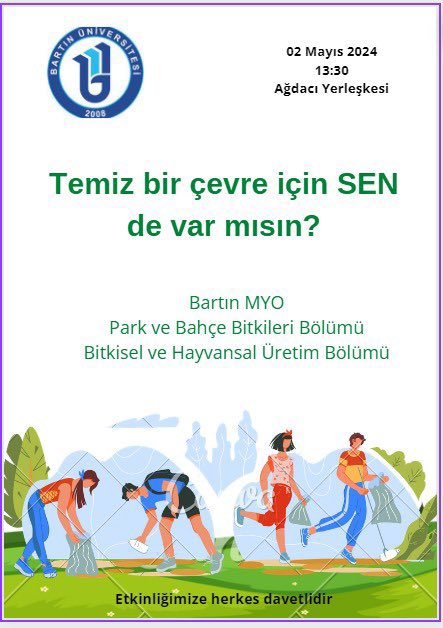 ⚠️⚠️⚠️ ￼ 'Temiz Çevre İçin Sen de Var mısın?' Etkinliğimiz hava muhalefeti nedeni ile 09 Mayıs 2024 perşembe günü saat: 13:30 a ertelenmiştir ‼️ @baruedutr @uzun_orhan @Sevim_Celik67 @m_zahmakiran @GencLermi @OrganikBMYO @BartinMYOPeyzaj