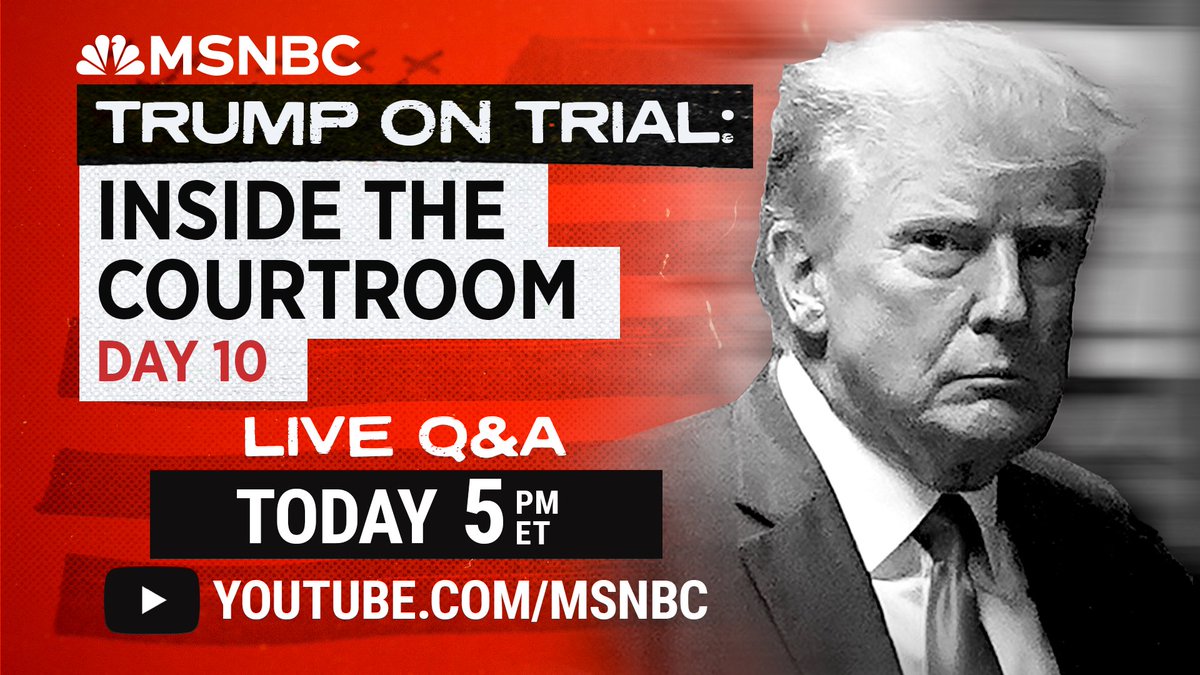 TODAY: Join us for another special live stream on today’s Trump trial. @KatiePhang and our special guests will answer all your questions LIVE at 5pm ET. Watch here: youtube.com/live/AyHDpSIEg…