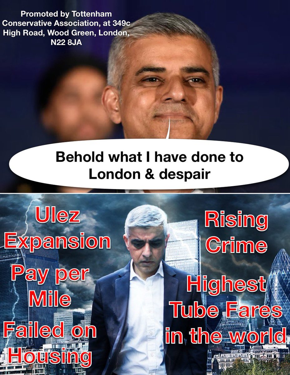Khan’s 8 years in power have devastated London. Never before have such burdens and charges been placed on hard working Londoners. Enough is enough Today vote Susan Hall for Mayor, vote Calum McGillivray for GLA, #VoteConservative. You will need photo ID.