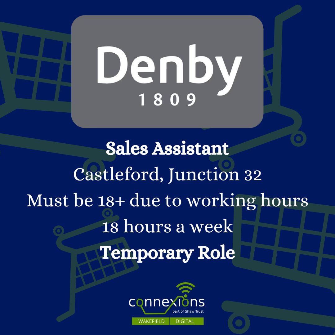 🛒 Denby Sales Assistant. Temporary role, must be 18+ due to potential solo shifts and sale of knives. Apply at: junction32.com/jobs/denby-tem… #WakefieldYoungPeople #CastlefordJobs #Junction32Jobs