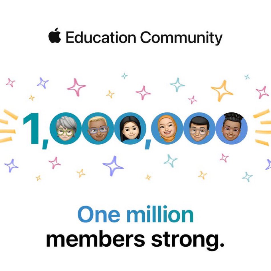 1,000,000 Educators to learn from and be inspired by! If you haven’t joined the #AppleEducationCommunity what are you waiting for?! 🎉 🔗 education.apple.com