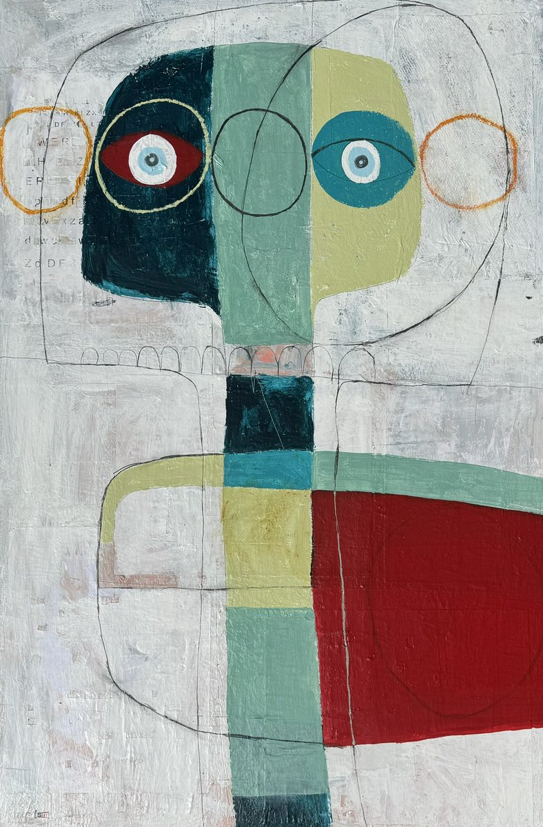 “The first time we laid eyes on eachother.” Mixed media on stretched canvas, 24x36 inches. #art #MayDay #thursdaymorning #Creative #modern #CreativityMatters