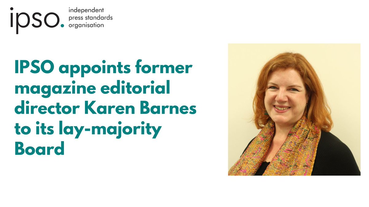 IpsoNews's tweet photo. Karen Barnes-ex editorial director of delicious magazine has joined IPSO’s Board. For details visit: https://t.co/3g2FNh5Wlh https://t.co/8BlhrDuGdj