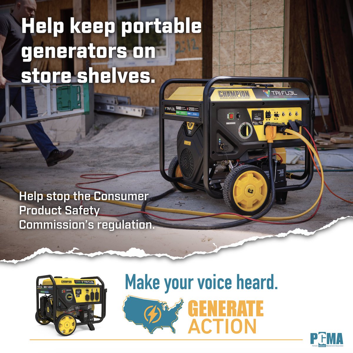 Tell the @USCPSC loud and clear – keep portable generators on store shelves. When a natural disaster strikes, maintaining power and keeping appliances running can mean everything. Make your voice heard at generateaction.org. #PoweringYourLife ⚡️ #GenerateAction