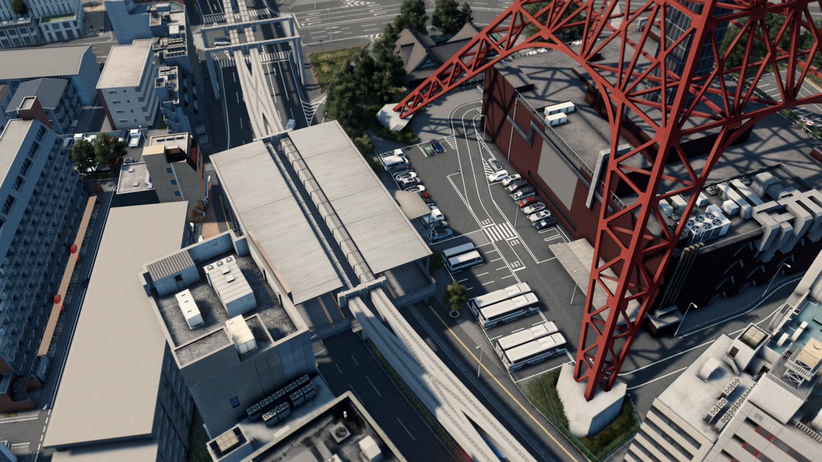 Suspended Monorail station next to Tokyo Tower #citiesskylines #phtngaming #nishimachi