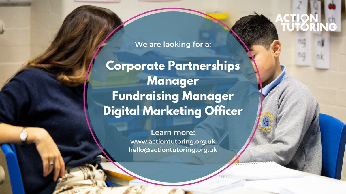 We’re #hiring ✨ 

We are looking for passionate and hard-working individuals to join our #philanthropy and our #marketing team 💚

Find out more below 👇 

actiontutoring.org.uk/about-us/our-c…

#charityjobs #fundraisingjobs