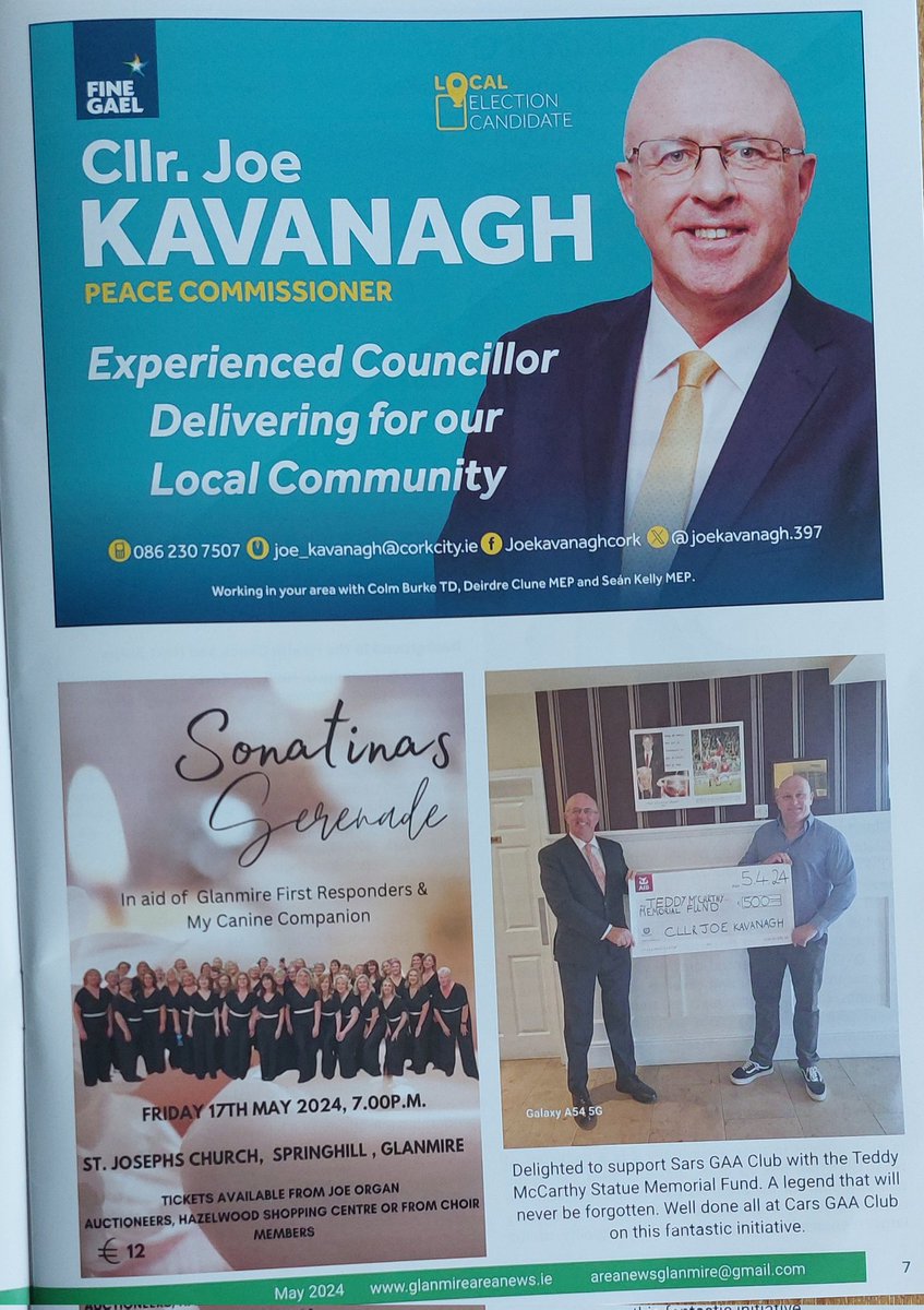 Always delighted to support Glanmire Area News Publication.
#notjustatelectiontimebutallthetime