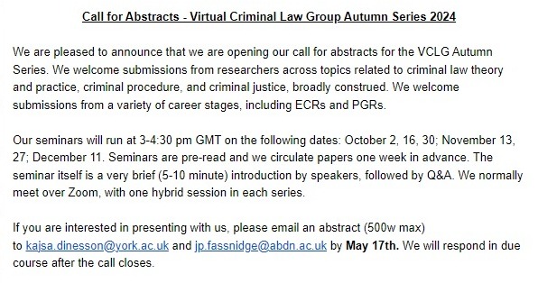 Call for abstracts for the VCLG this autumn - please share with your networks. Accessible text-version to follow in thread below (1/...)