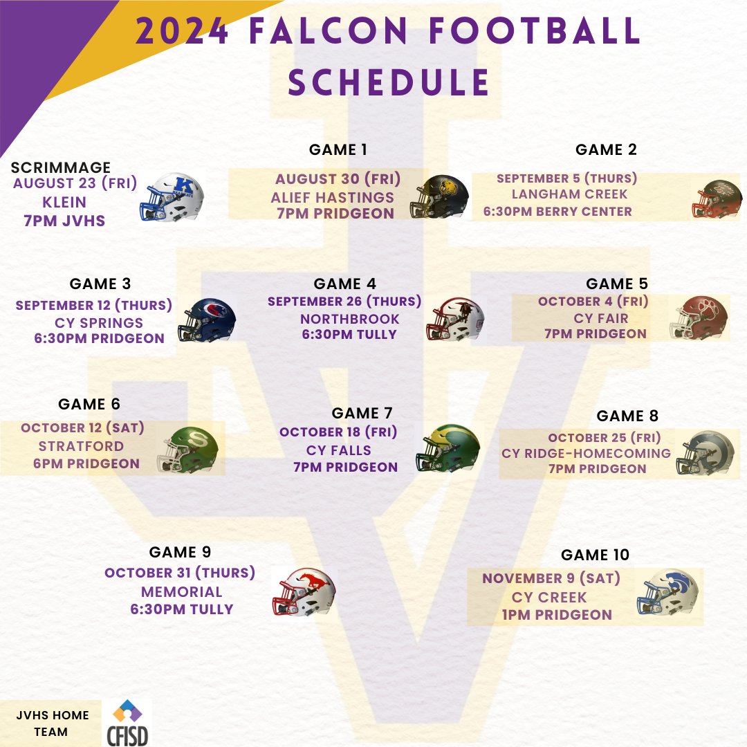 🚨🚨 Attention Falcon Football fans 🚨🚨 The 2024 season is around the corner, make sure to mark your calendars and come out to support the Falcons #TheVill