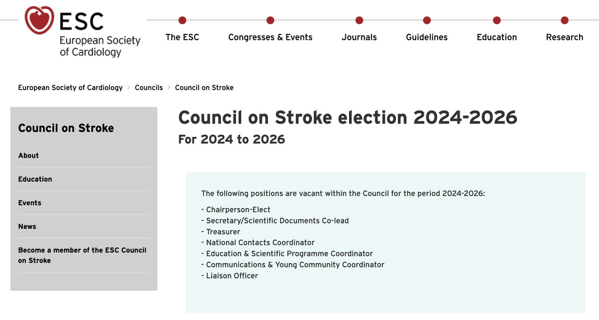 Dear colleagues, Please vote for the @escardio #CouncilOnStroke election, 2024-2026 🗓️Ballot ends at 27th May 👀Check your e-mail for the link, UN, & PW 💪Your vote matter! @GiulioFRomiti @BorianiGiuseppe @MProiettiMD Infos👇👇 escardio.org/Councils/Counc…