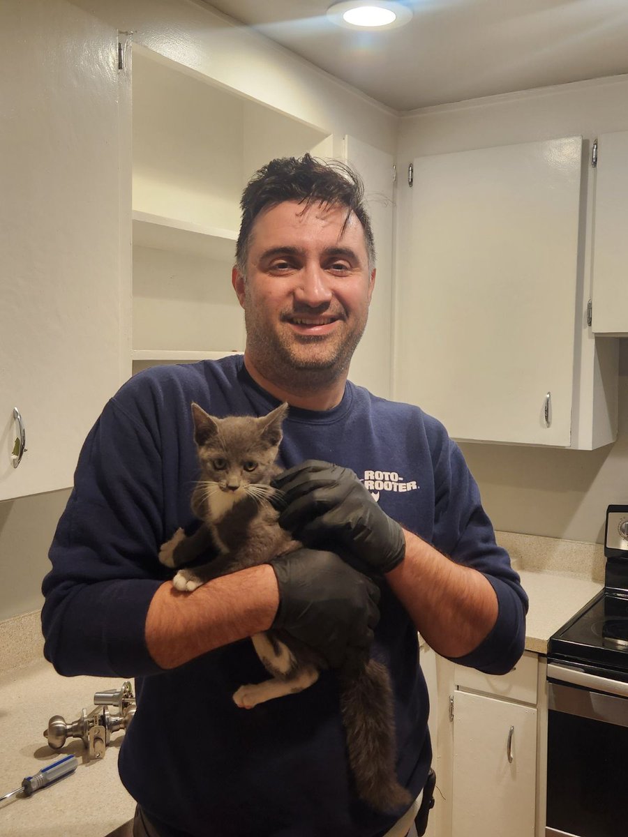 Our very own tech, Farnood Khalili, demonstrated quick thinking and compassion by rescuing a trapped kitty from behind a dishwasher. Now, thanks to his heroic efforts, this furry friend can live a safe and joyful life! Let's applaud Farnood's compassion and dedication!