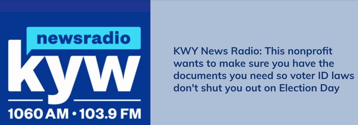 VoteRiders wants to make sure every single voter has the ID they need to cast a ballot on Election Day! 🪪✔️🗳️✔️ In a conversation with KYW News Radio, our PA Coordinator explains the state of voter ID in PA & what we're doing to expand the electorate.👇 voteriders.org/kwy-news-radio…