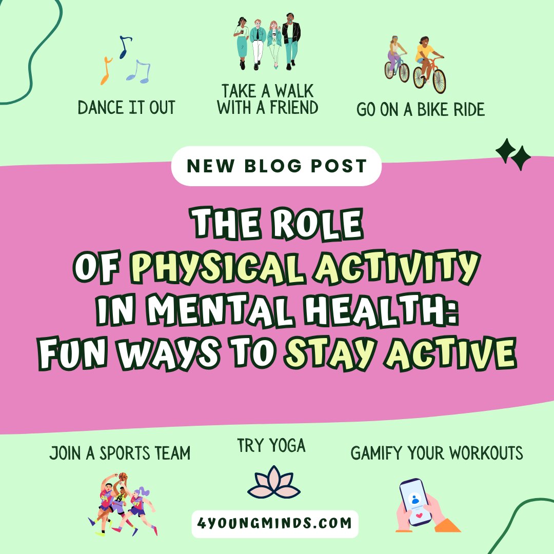 Let’s dive into how moving your body can boost your mood and keep your mind happy, and we’ll share some fun ways to incorporate more activity into your daily routine.
Read now:
4youngminds.com/.../the-role-o…...
#mentalhealthawarenessweek #movement #getmoving 
#4youngminds