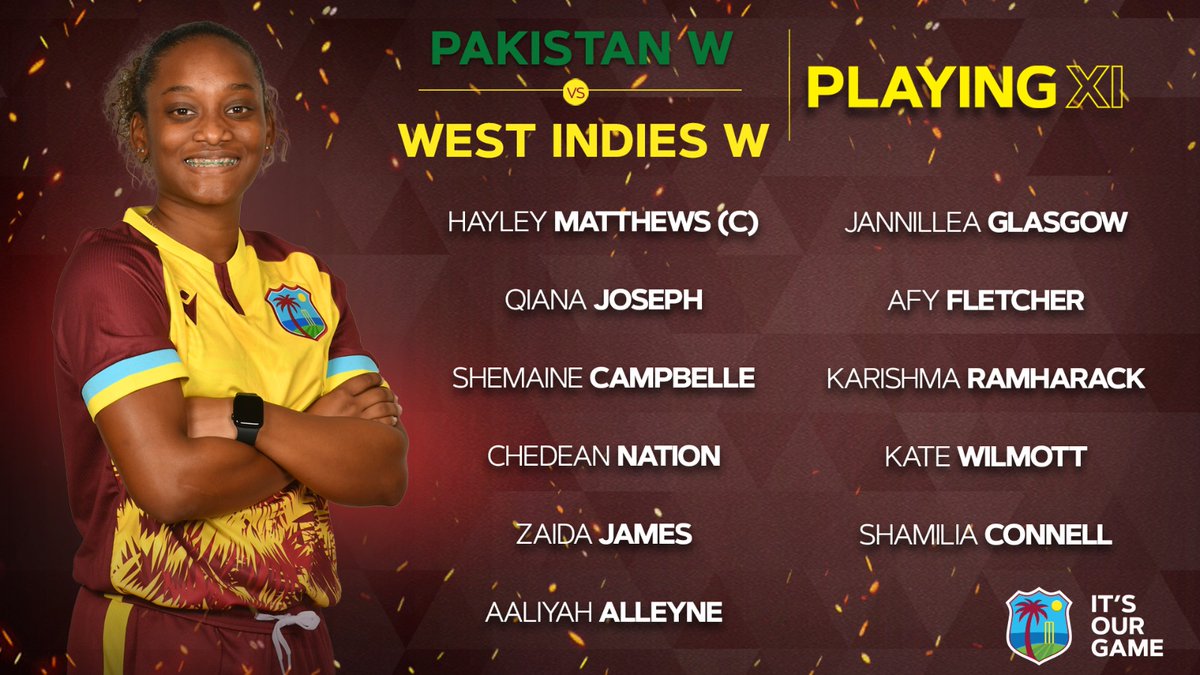 Our #MaroonWarriors playing XI for the 4️⃣th T20I vs PakistanW. 🏏🌴 
#PAKWvWIW