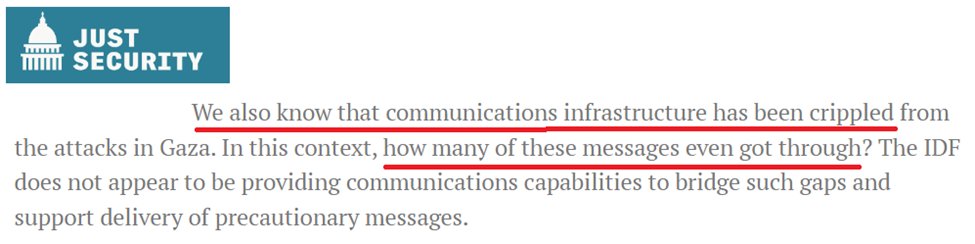 Lewis presses issue claiming communications to evacuate may not have gone through as infrastructure was crippled; but offers no evidence. Videos show Gazan cell phones working. 500K Leaflets don't use comms. Lewis deliberately omits the key number: ~800K Gazans DID evacuate. 4/