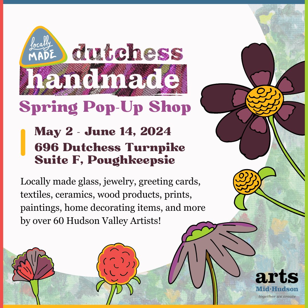 🌸 The Dutchess Handmade Spring Pop-Up Shop is NOW OPEN! 🛍️⁠

🗓️ Open from 5/2 to 6/14
🕒 Tues - Fri: 10am - 5pm
🕒 Sat (May 4, 11, 18 & 25): 10am - 2pm

🎉 Join us for an Evening Mixer on 5/ 2 from 5 - 7pm!

#ArtsMidHudson #TogetherWeCreate #DutchessHandmade #PopUpShop