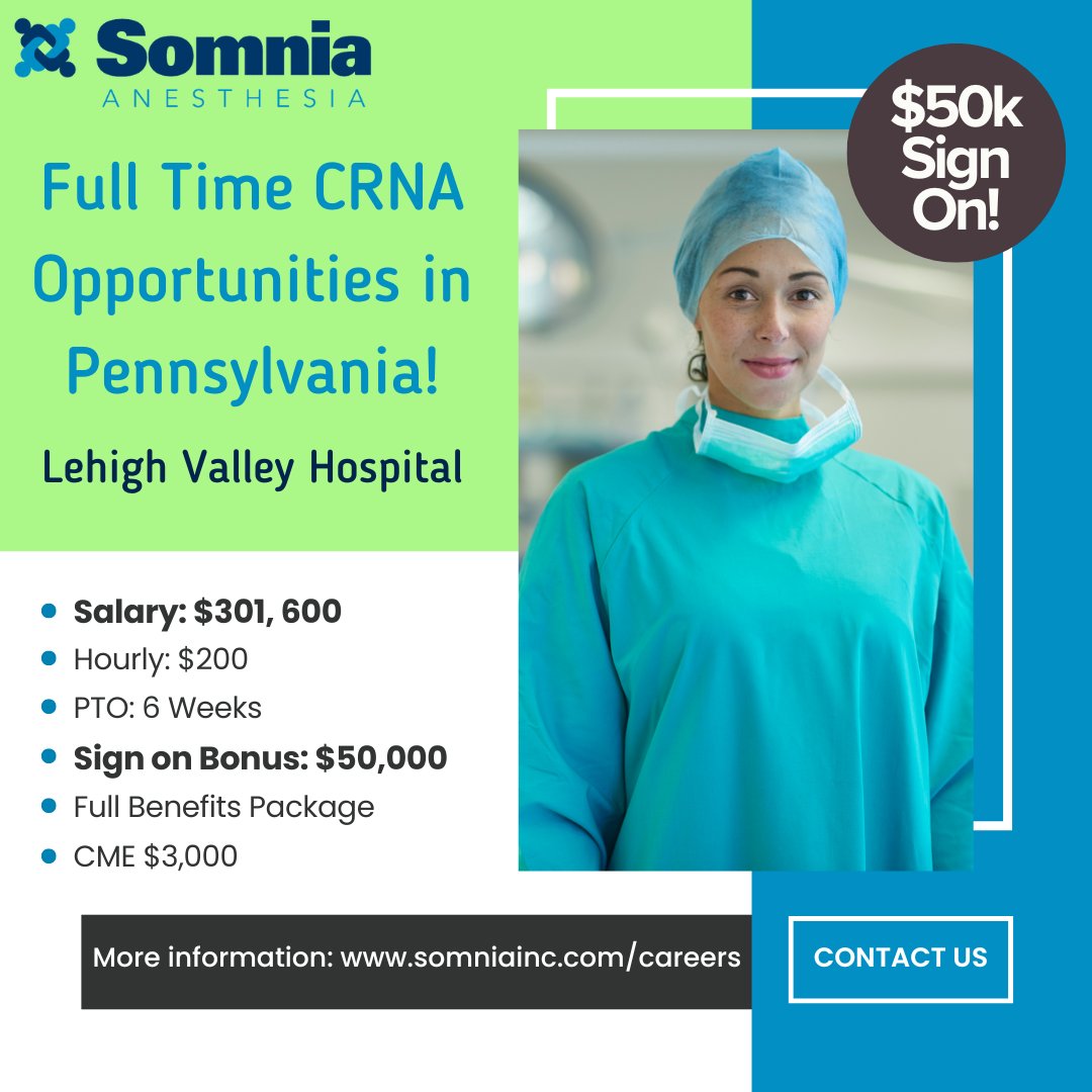 We are Hiring! Check out this Job in Pennsylvania! #Hiring #Nursejobs #anesthesiajobs #medicine hubs.ly/Q02vlrW90