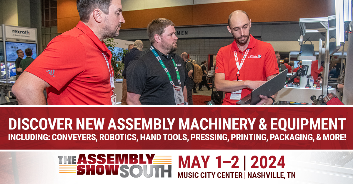Today is your last chance to explore over 250+ exhibiting companies with interactive working equipment at The #ASSEMBLYShowSouth! brnw.ch/21wJoSx