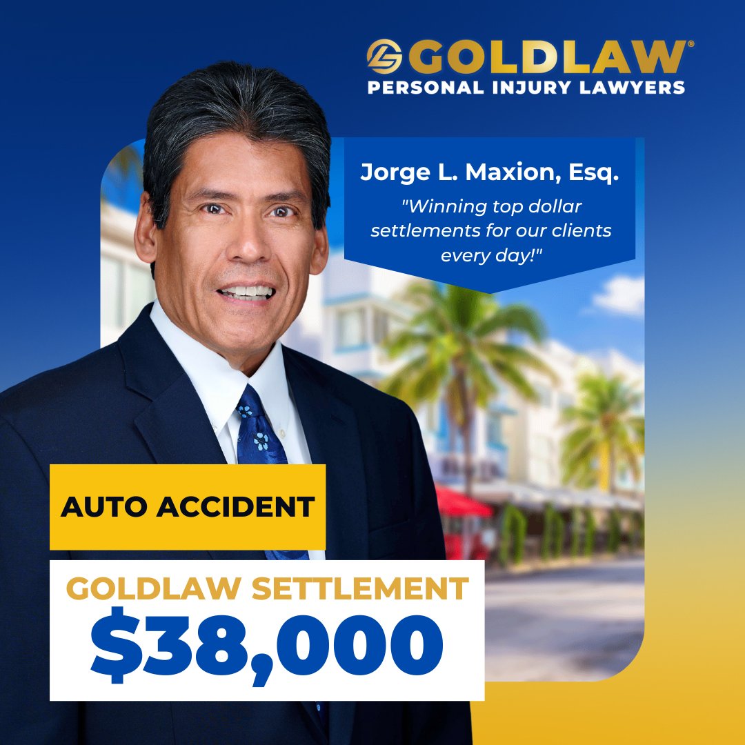 Civil trial attorney, Jorge L. Maxion, and his team reached a $38,000 settlement!

Injured? Call us now: (561) 222-2222 📲

#autoaccident #settlements #personalinjurylawfirm #GOLDLAW #caraccidentlawyer #choosethe2s #casewin